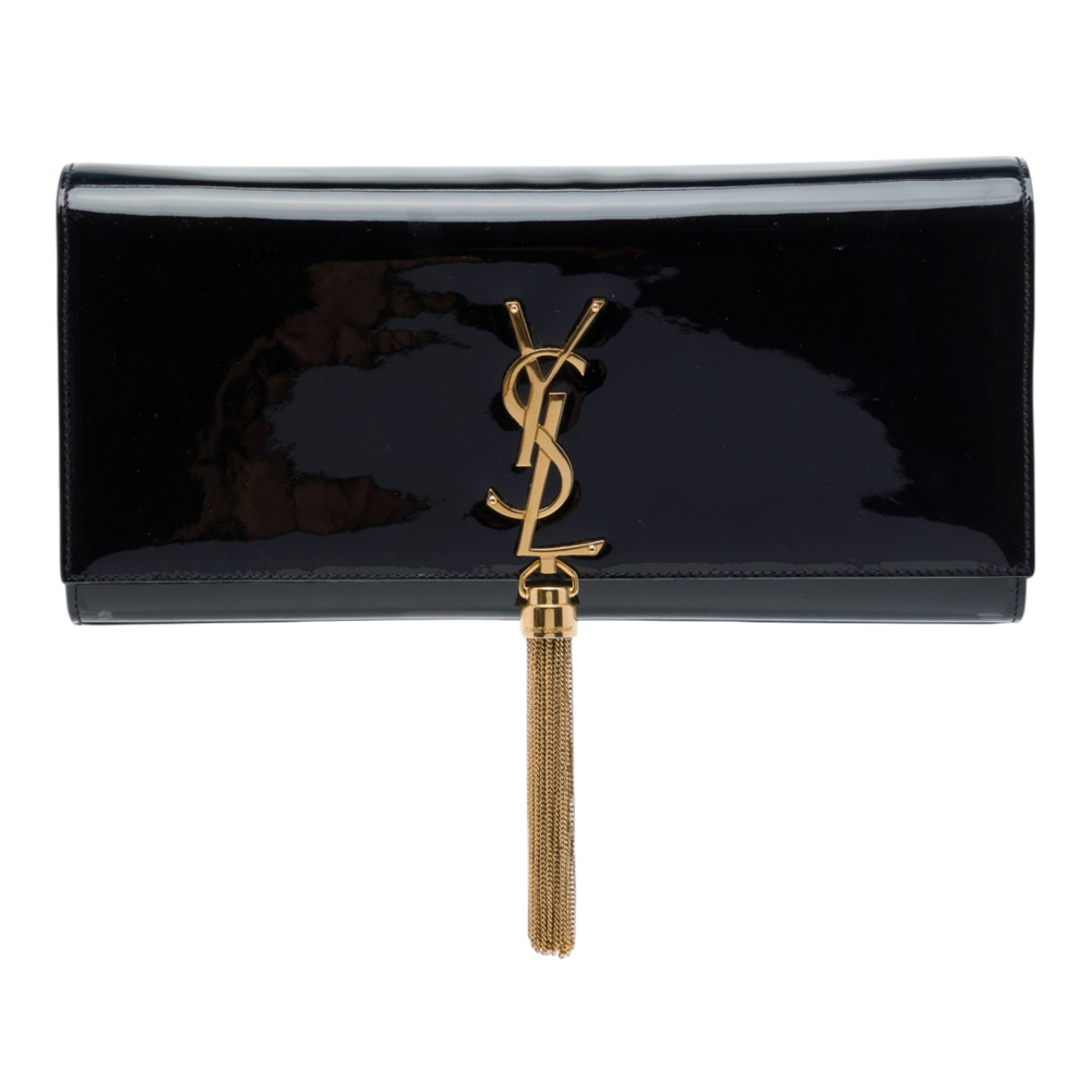 Pre-Loved Saint Laurent Patent Cassandre Tassel Clutch
